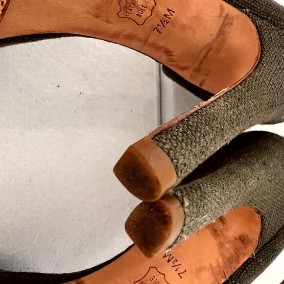 Tory Burch Amina Women Sandal Sz 7.5M Olive Woven Platform High Heel Ankle Strap - Picture 15 of 16